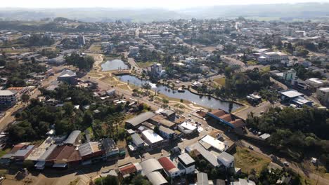 Aerial-view-of-Bernardo-de-Irigoyen,-Misiones,-a-charming-border-town-in-Argentina