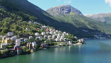 Odda-Village-at-Hardanger-Fjord-in-Vestland,-Norway,-Scandinavia