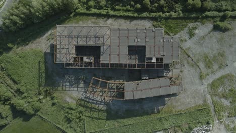 Overhead-View-Of-Existing-Steel-Frame-Structure-Of-The-Halt-Built-Planned-Private-Hospital-Project-On-The-Site-Just-Off-The-N52-Bypass-In-Tullamore,-Ireland