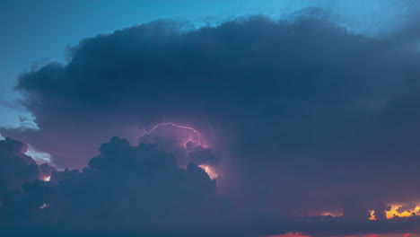 Evening-Sky-Cumulonimbus-Clouds-and-Lightning-Storm-Motion-Timelapse