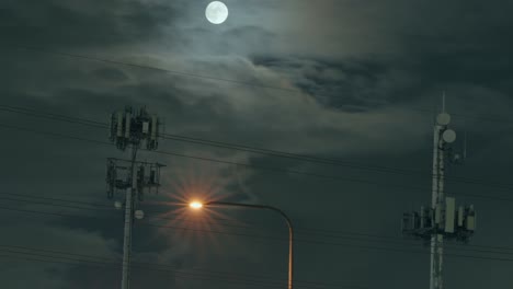 Timelapse-of-full-moon-and-cellular-towers-in-USA-4k