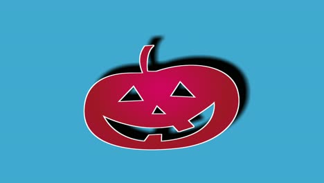 Rote-Gruselige-Kürbis-Halloween-Symbolanimationsgrafiken-Auf-Blauen-Hintergrundvideoelementen