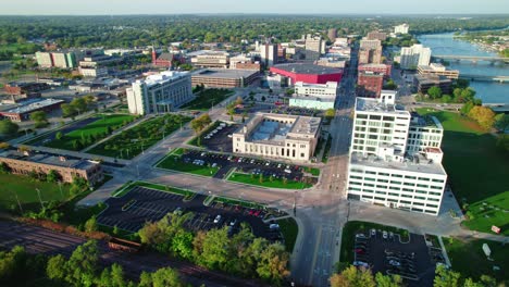 Daytime-aerial-over-Rockford,-Illinois