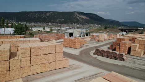 Canada-Wood-Boards-In-A-Lumber-Sawmill---Stack-Of-Sawn-Boards