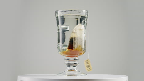 Close-up-of-Tea-Bag-in-a-Glass-in-the-Spinning-Table