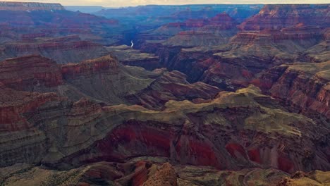 Landscape-Of-Grand-Canyon-With-River-In-Arizona,-USA---aerial-drone-shot