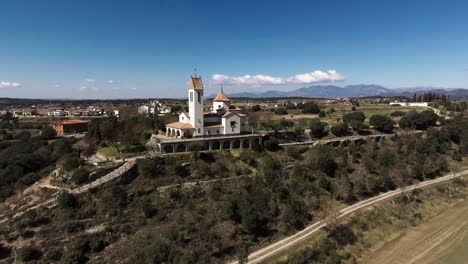 Aerial-shot-of-church-in-Spain