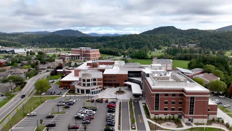 Appalachian-Regional-Healthcare-System-aerial-pullout-in-Boone-NC,-North-Carolina,-UNC-Health