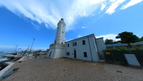 The-White-Lighthouse-at-the-Harbor-Canal-in-Rimini,-Italy
