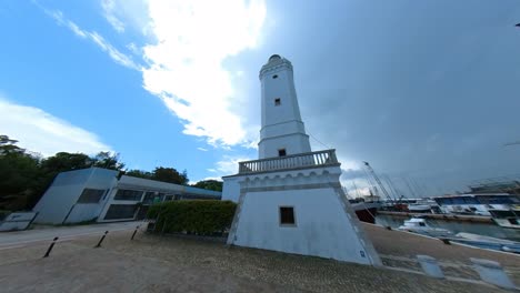 The-White-Lighthouse-at-the-Harbor-Canal-in-Rimini,-Italy