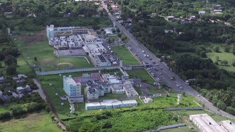 Aerial-top-down-shot-showing-Prison-Area-of-San-Cristobal-with-many-square-and-buildings---Najayo-Prison-on-Island