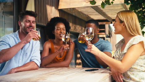 Group-Of-Smiling-Multi-Cultural-Friends-Outdoors-At-Home-Drinking-Wine-Together