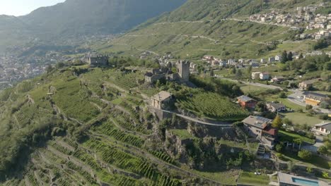 North-Italy,-Grumello-Castle-with-its-terraced-vineyards-orbit