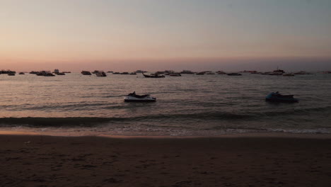 Nobody-no-people-jetski-at-ocean-Pattaya-beach-sea-small-wave-sunset