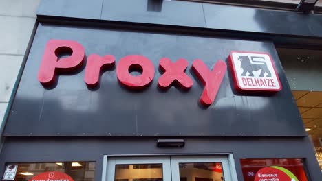 Logo-icon-of-supermarket-chain-Proxy-Delhaize---Brussels,-Belgium