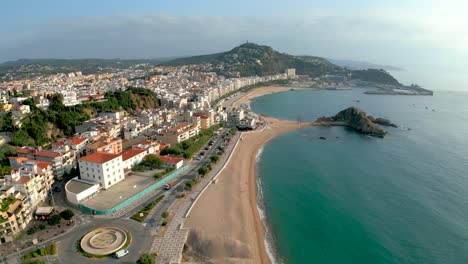 Blanes-Costa-Brava-spectacular-aerial-image-with-drone-of-the-main-tourism-beach-in-Europe