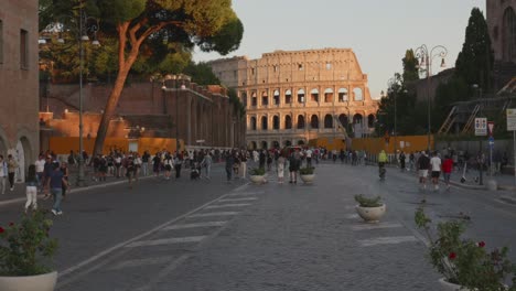 View-on-Colosseum-from-the-street-Via-dei-Fori-imperiali-shut-to-traffic-during-golden-hours