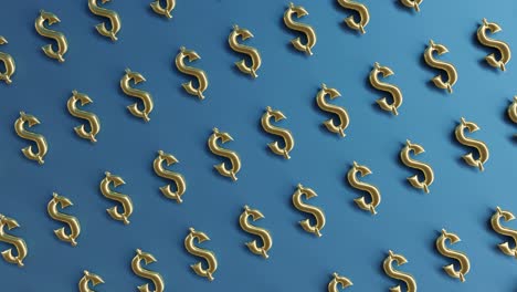 Goldgold-USD-US-Dollar-Geldzeichen-Logo-Auf-Blauem-Hintergrund-3D-Rendering-Animation
