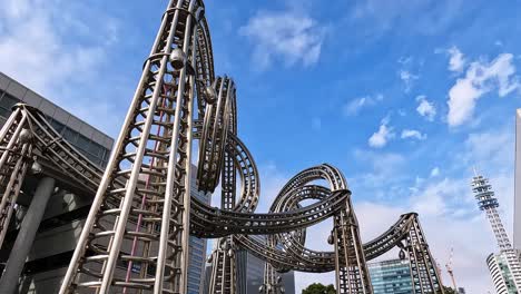Beautiful-rollercoaster-art-structure-in-Yokohama,-Japan