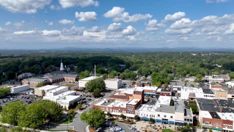aerial-slow-high-pullout-over-hickory-nc,-north-carolina