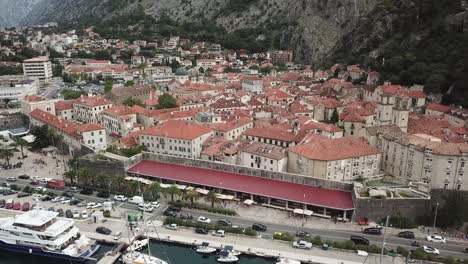 Kotor's-old-town-revealed-from-the-sky—fortifications,-alleys,-panoramic-views