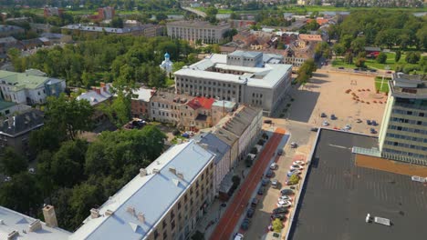 Aerial-street-view-of-Unity-House-of-Daugavpils,-St