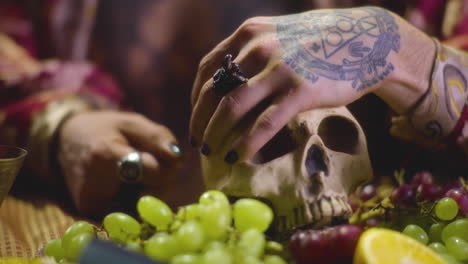 Ink-and-Grapes:-Dark-and-Moody-Tattooed-Figure-with-Skull
