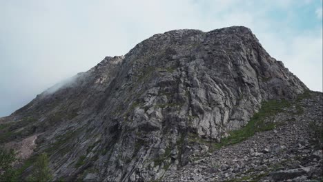 Steep-Rugged-Face-Of-A-Mountain-In-Kvaenan,-Norway