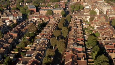 Stationary-aerial-shot-over-quiet-London-suburb
