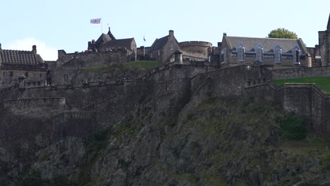 Close-Up-View-Of-Side-And-Hill-Of-Edinburgh-Castle-In-Scotland