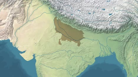 Zoom-in-animated-Satelite-map-of-Uttar-Pradesh-state-or-province-of-India-with-area-revealing