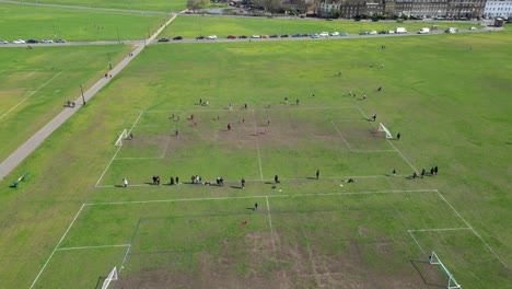 Football-game-on-Blackheath-Southeast-London-drone,aerial