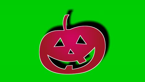 Red-scary-pumpkin-Halloween-symbol-animation-drop-down-motion-graphics-on-green-screen-background-video-elements