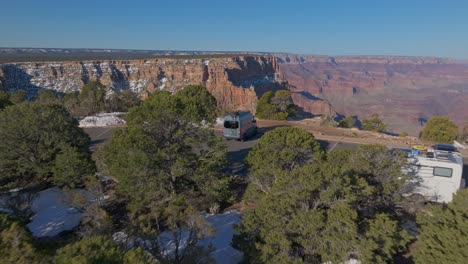 Aerial-Revealed-Desert-View-Drive---Grand-Canyon-National-Park-Viewpoints-In-Arizona,-United-States