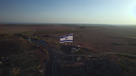 Israeli-flag-on-Mitzpe-Tel-Saki-in-the-Golan-Heights---it's-a-memorial-area-of-the-war-between-Syria-and-Israel---this-is-an-Israeli-bunker-and-guard-area-the-northern-border-in-the-Yom-Kippur-War