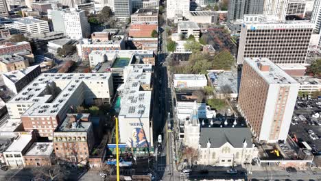 Aerial-view-of-John-Lewis-Hero-wall-mural,-Historic-Buttler-Street-and-neighborhood,-Atlanta-Tram,-Georgia,-USA