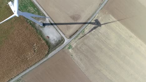 Aerial-drone-shot-of-windmill-on-farmland