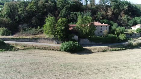 Drone-shot-of-French-house-and-village