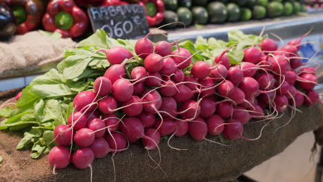 Fresh-radishes-on-the-counter-of-a-market-stall