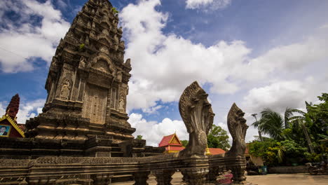 Angkorian-like-temple-structure-with-protective-naga-snake-at-the-entrance