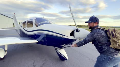private-pilot-pushes-piper-cherokee-180-into-hangar