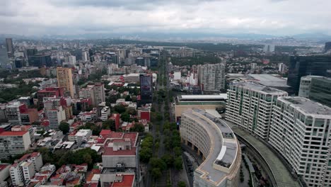 frontal-drone-shot-of-empty-mexico-city-streets-at-morning-in-Polanco-zone