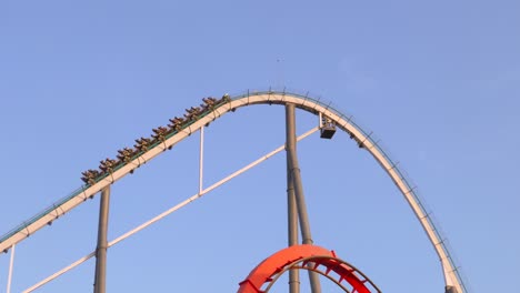 Rollercoaster-Shambhala-lift-hill-drop-at-Port-Aventura-Amusement-Park