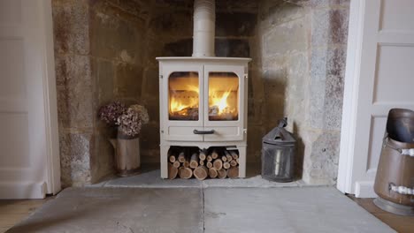 Fast-motion-fire-in-stove-of-stone-fireplace