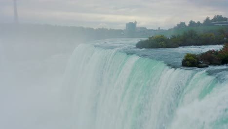 Drohnen-Filmüberflug-über-Niagarafälle,-Strom,-Wasserfall,-Fluss,-Luftaufnahmen
