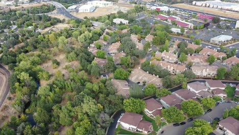 Aerial-View-of-green-trees-in-suburban-neighborhood