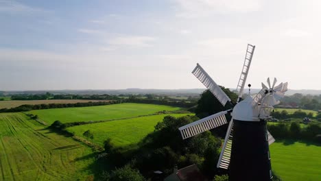 Aerial-video-displays-the-beauty-of-Waltham-Windmill-and-Rural-History-Museum-in-Lincolnshire,-UK
