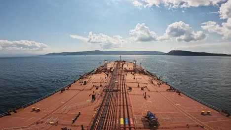 Time-lapse-oil-tanker-bow-dardanel-canakkale-crossing-turkey-sunny-day
