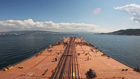 Timelapse-oil-tanker-bow-dardanel-canakkale-crossing-turkey-sunny-day