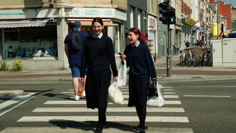 Young-Jewish-girls-walking-in-safety-in-their-community